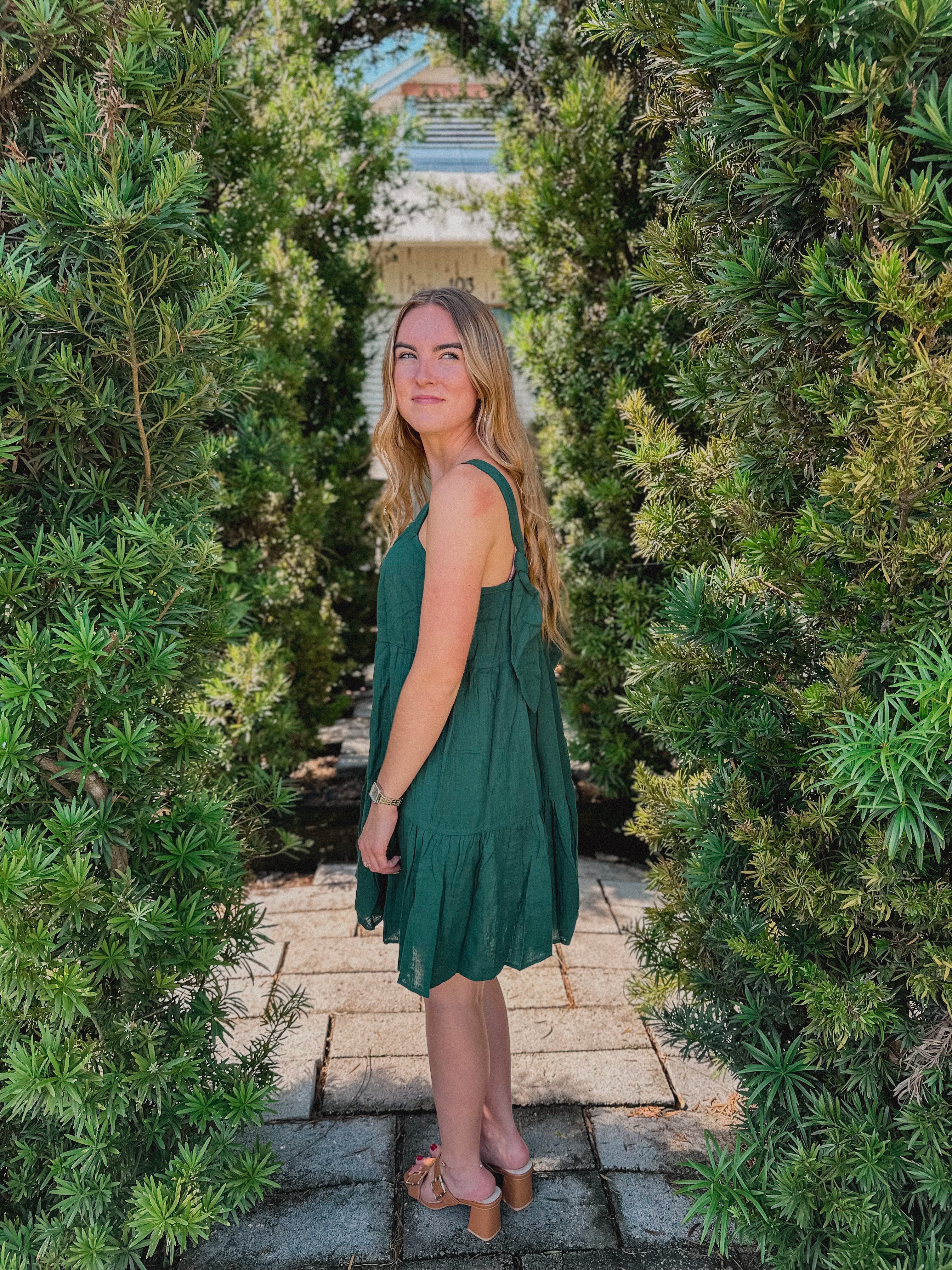 Frances” Evergreen Block Mini Dress – Cottage Under the Oaks