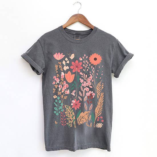 Wild Flower GARMENT DYED WATERCOLOR FLOWER GRAPHIC TEE