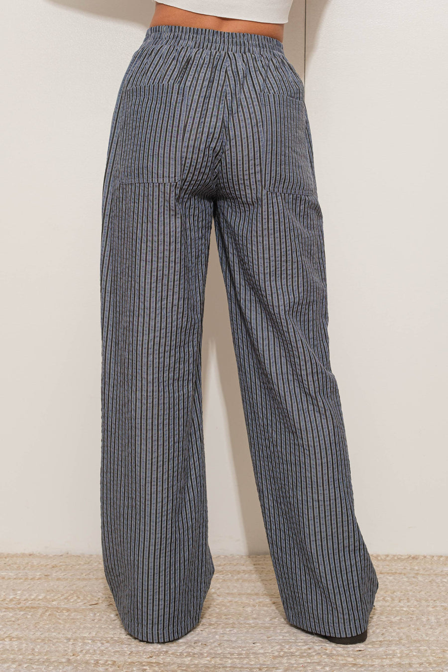 “Grimes” Striped Bottoms With Pockets Blue Willow Collection