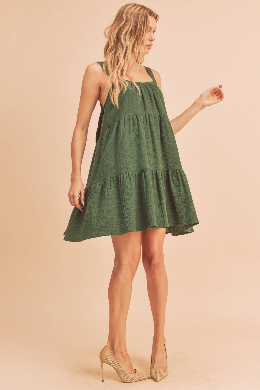 “Frances” Evergreen Block Mini Dress