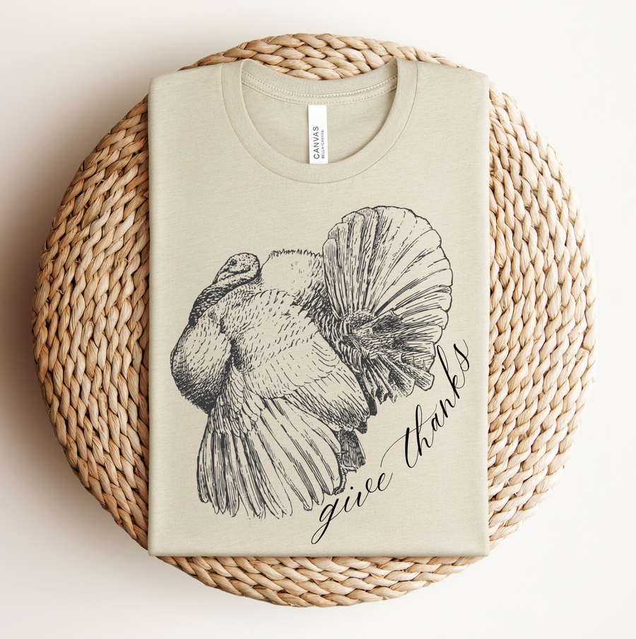 “Give Thanks” Turkey Graphic Tee