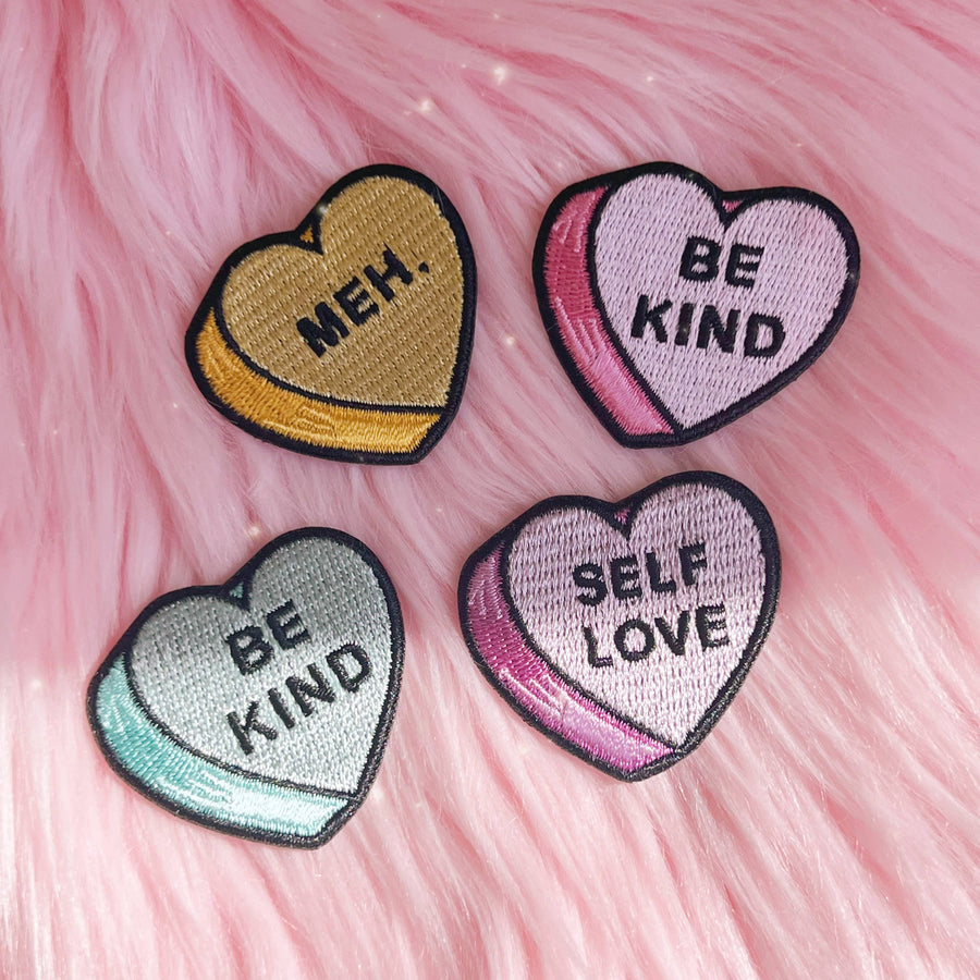 Candy Heart Patch - Be Kind - Self Love - Meh