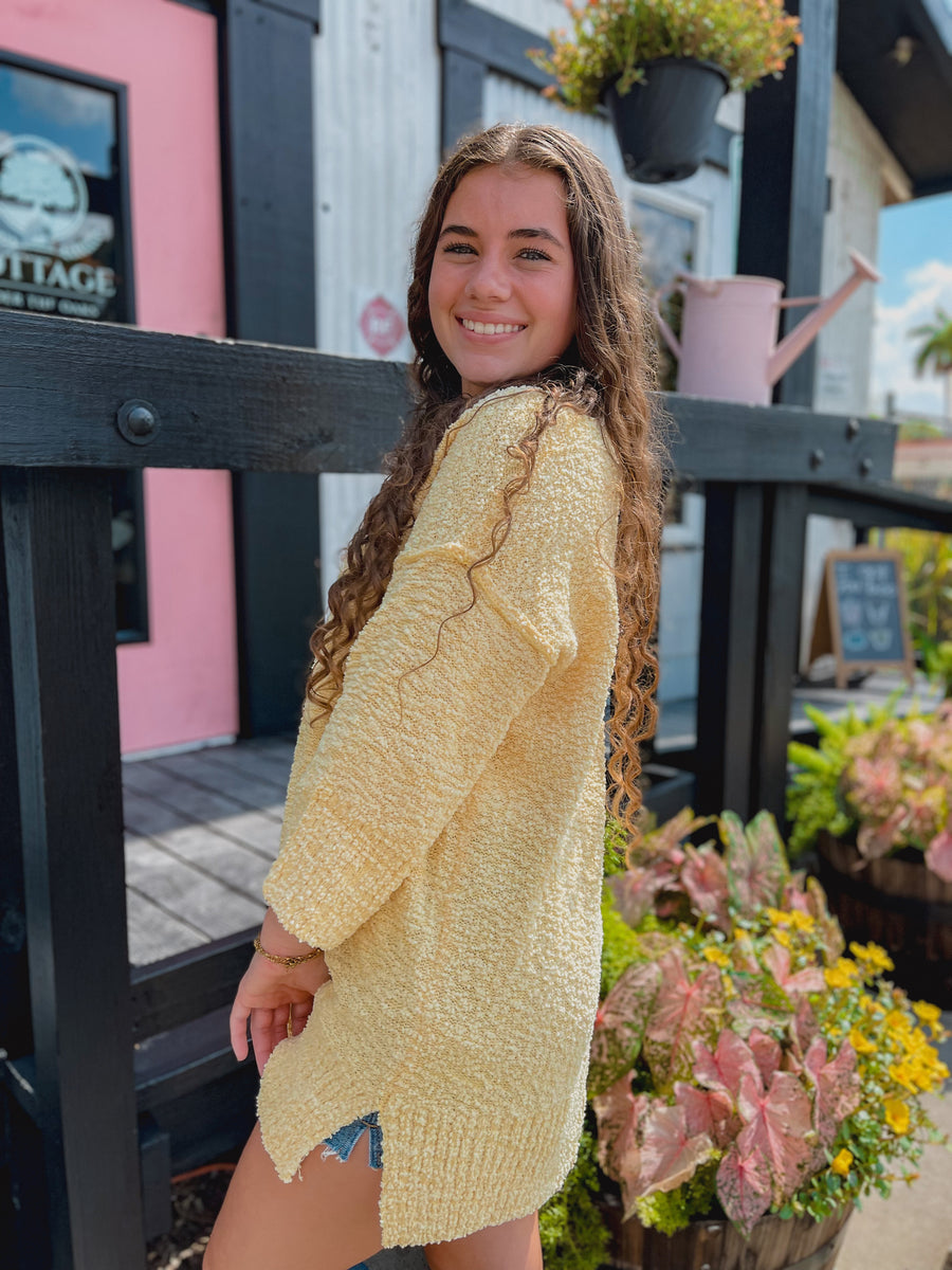 “Mandi” Yellow Pullover Knit Top