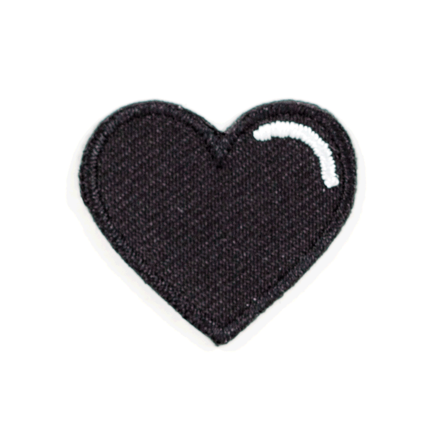 Black Heart Embroidered Sticker Patch