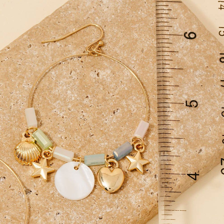 Sea Life Charm Hoop Dangle Earrings