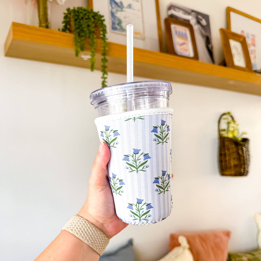 Bellflowers and Stripes | Iced Coffee Sleeve