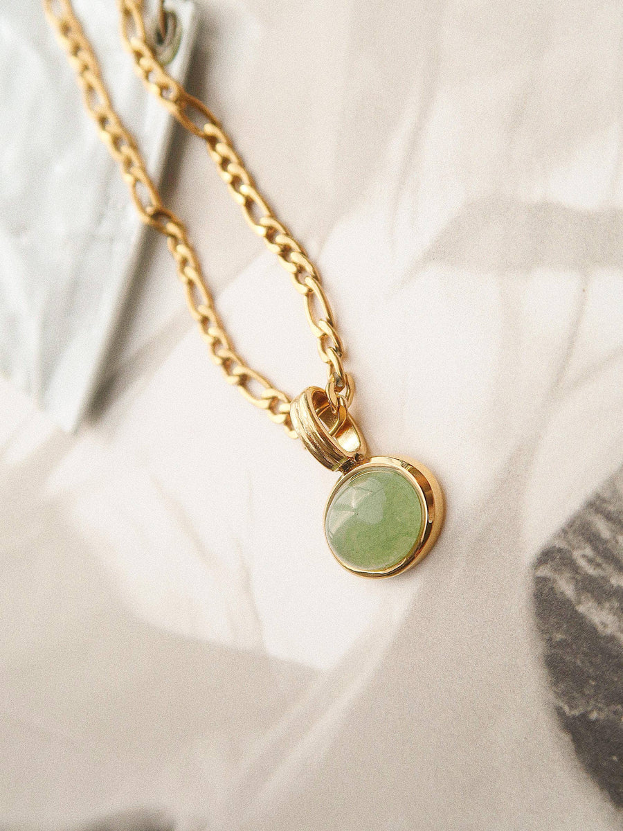 Winslow Non-Tarnish Green Stone Pendant Chain Necklace