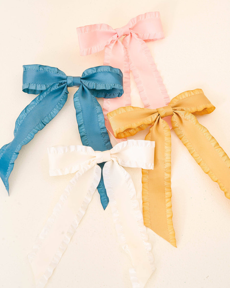 Ruffle Hair Bow Cream