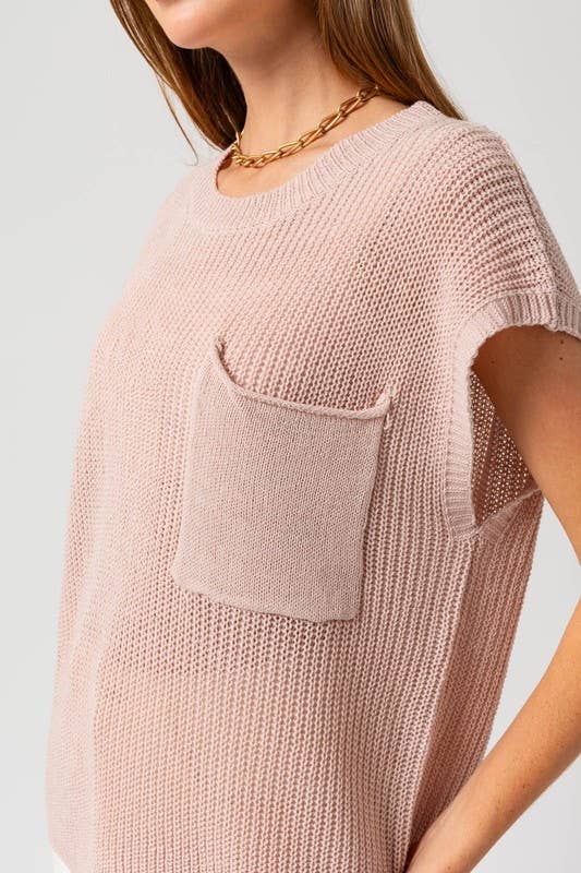 “Bryce” Boxy Front Pouch Pocket Sweater Top