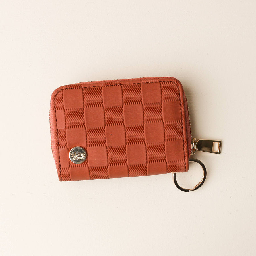 Zip Around Wallet Cognac Check