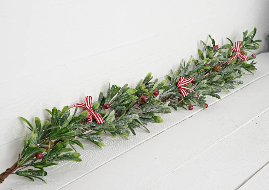 4ft Garland- Frosted Mistletoe