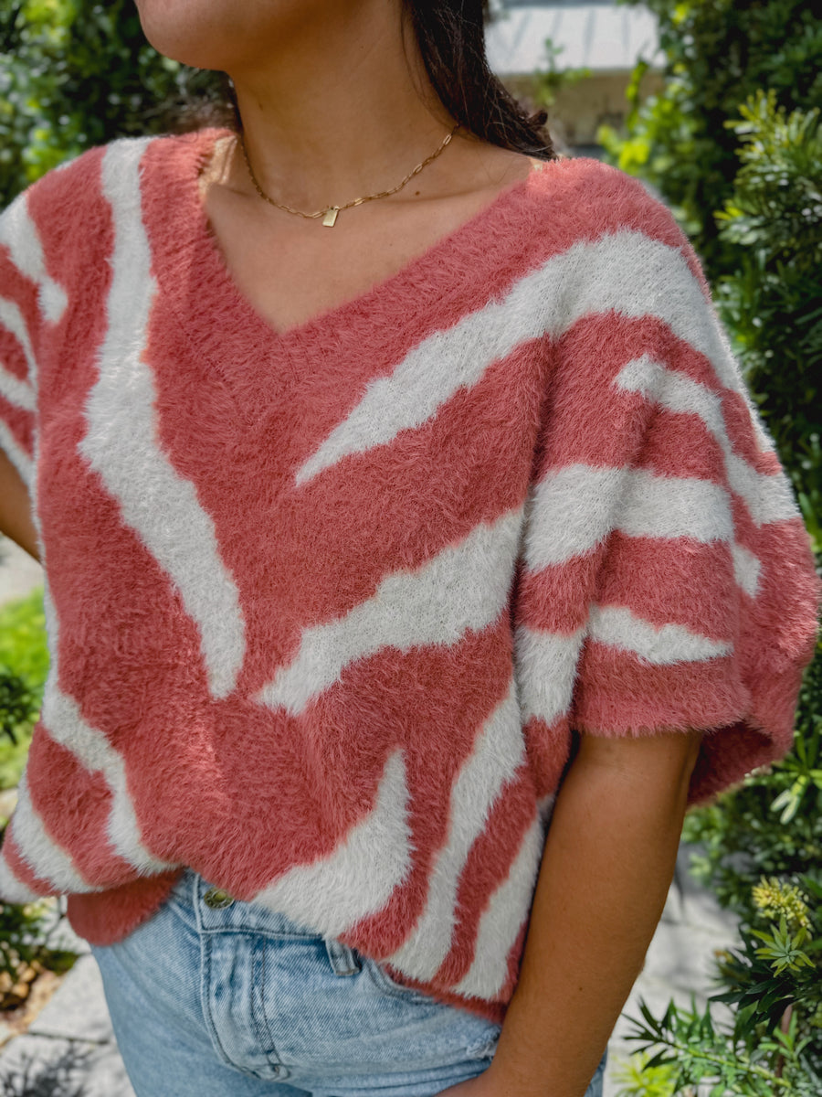 “Phoenix” Brushed Zebra Print Dolman Sweater