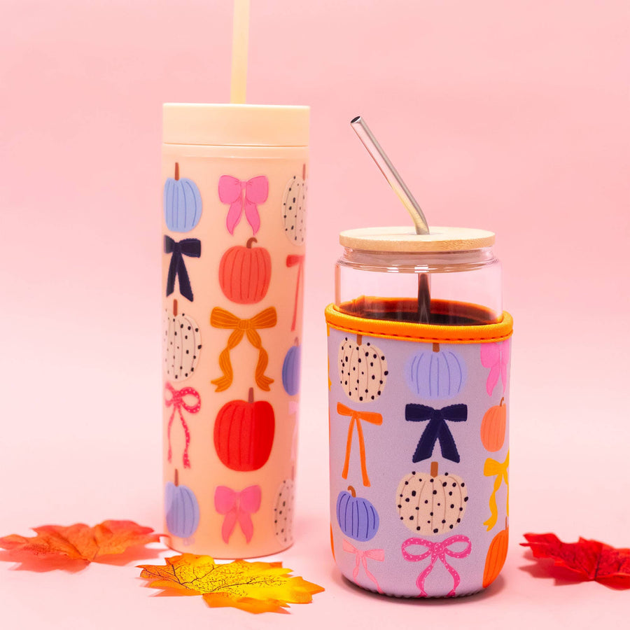 Fall Pumpkins & Coquette Bows Drink Sleeve