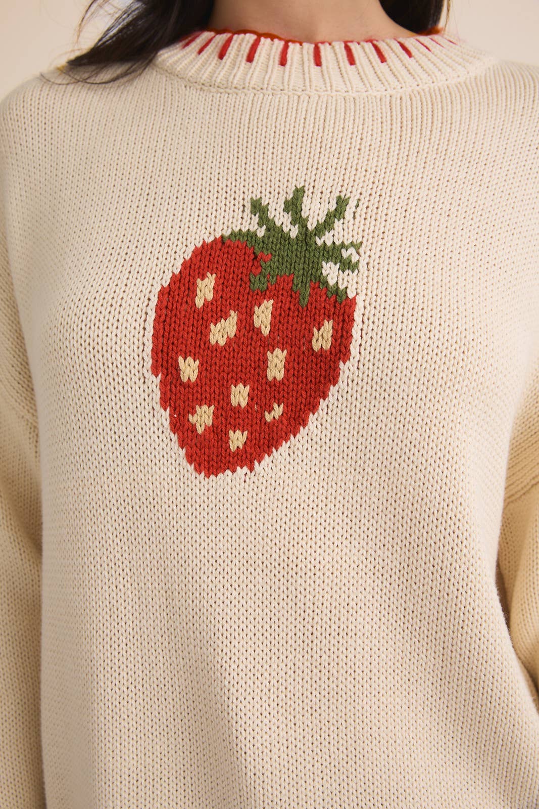 Jeanette” Strawberry Sweater – Cottage Under the Oaks