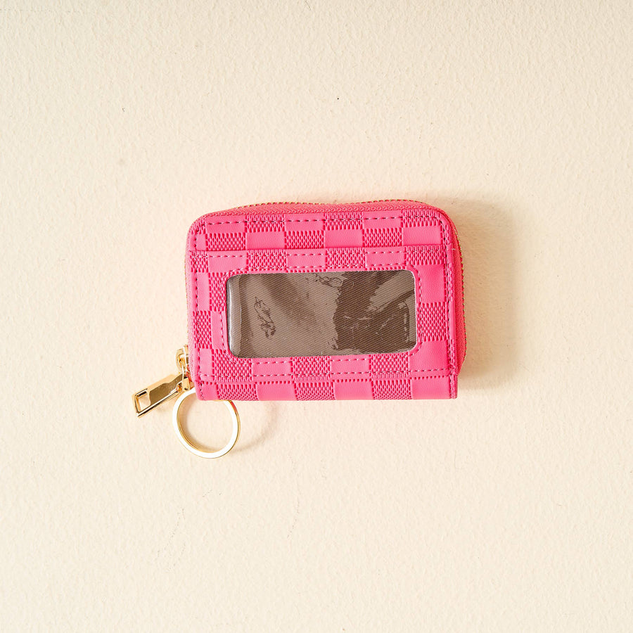 Zip Around Wallet Hot Pink Check