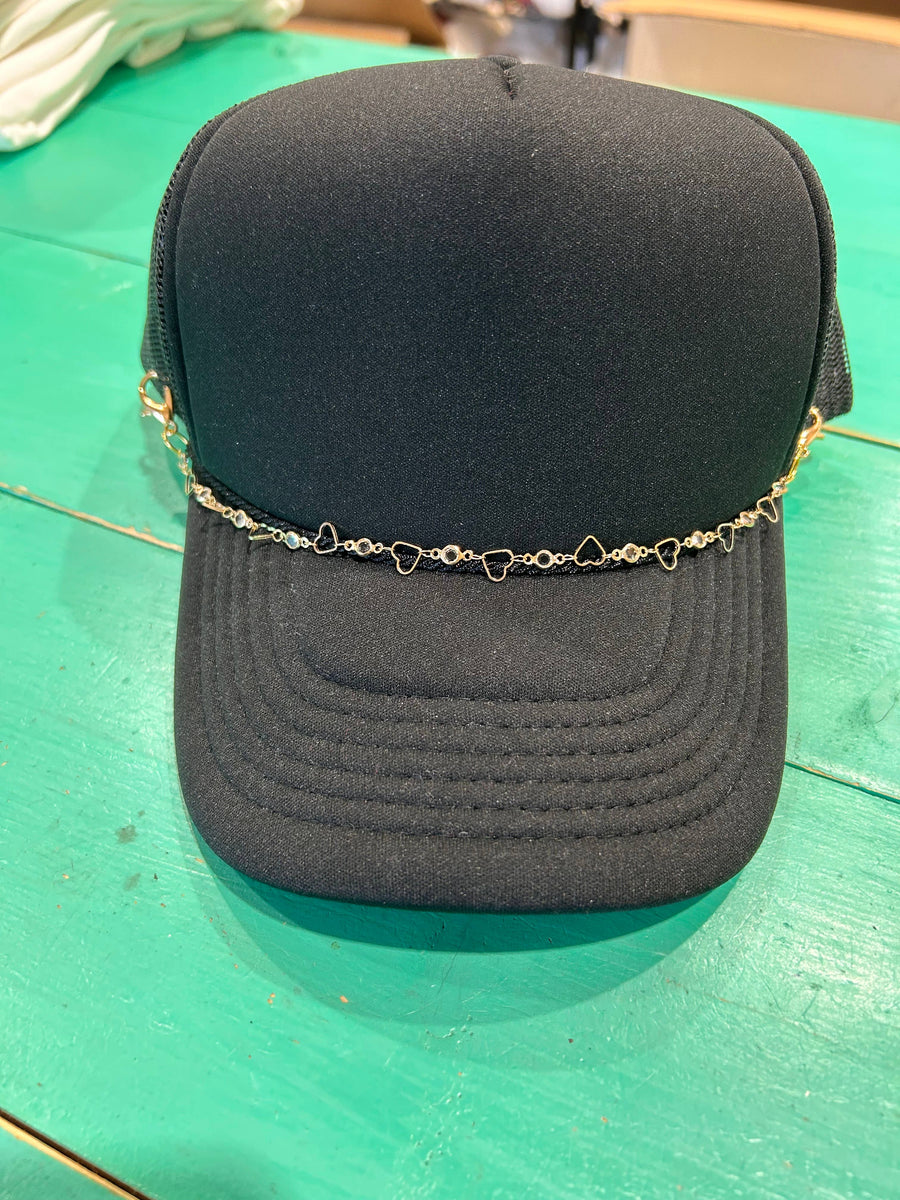 Gold Heart Trucker Hat Chain