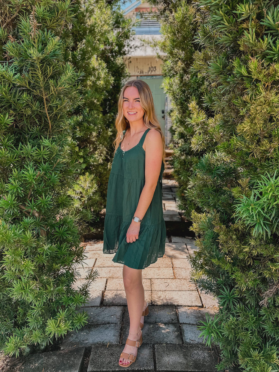 “Frances” Evergreen Block Mini Dress