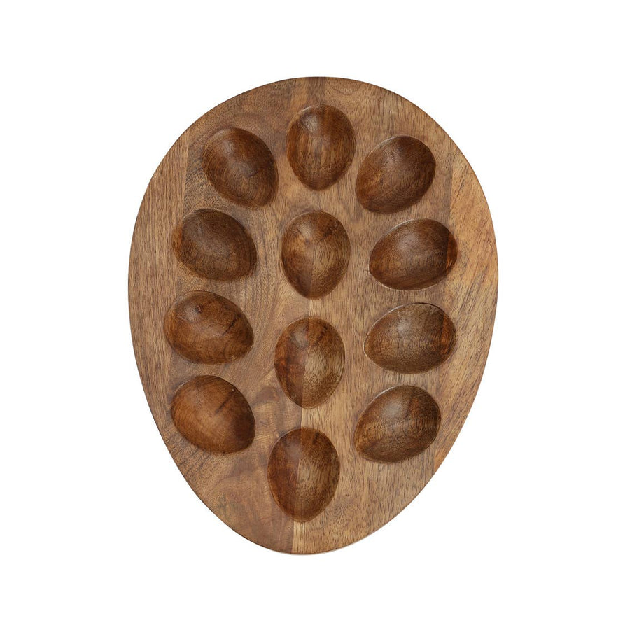 Reversible Oval Wood Egg Tray