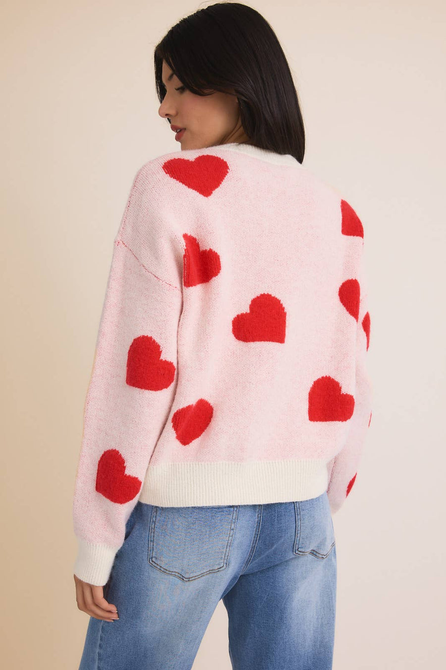 “Paisley” Long Sleeve Heart Sweater