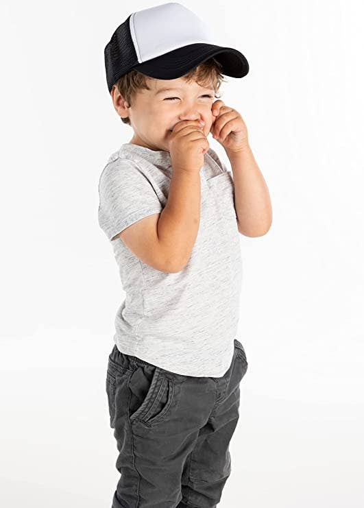 Kids Foam Trucker Hat - Black/White