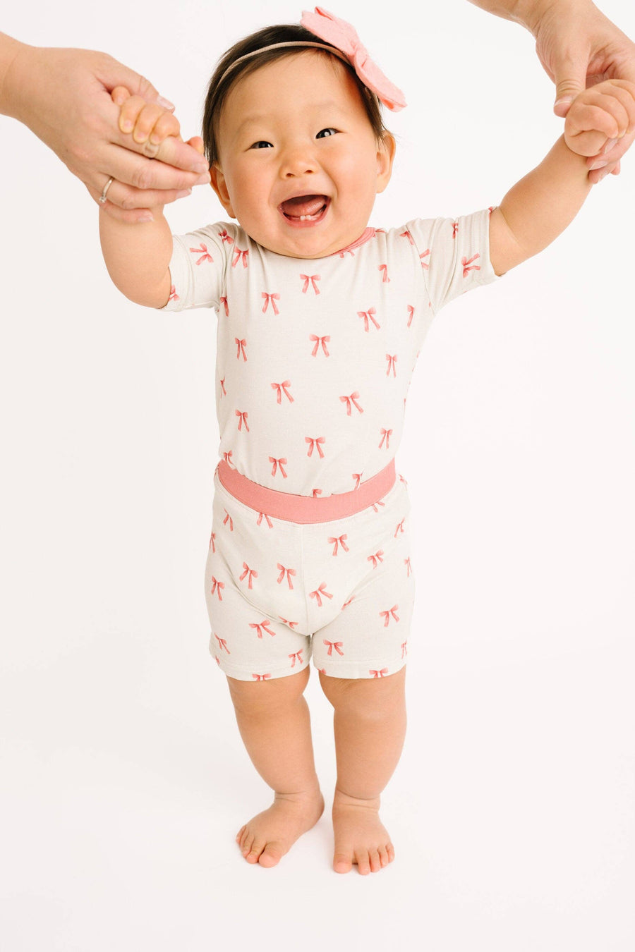 Ribbon Bow Bamboo Shorts Set