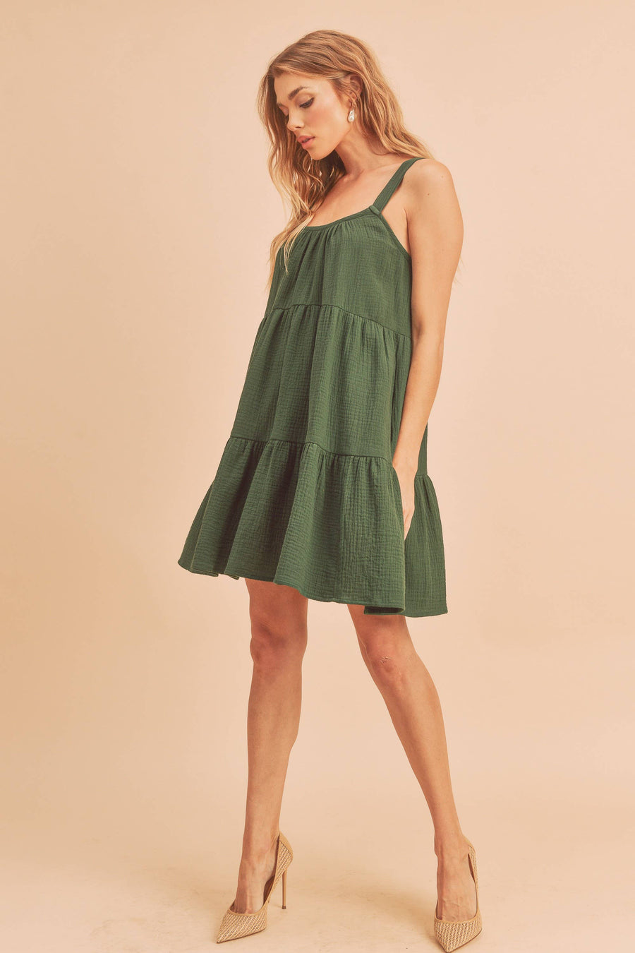 “Frances” Evergreen Block Mini Dress