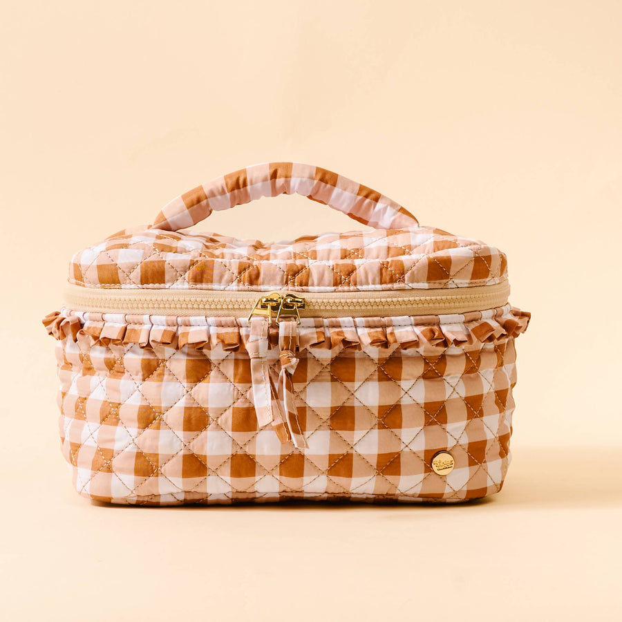 Quilted Gingham Cosmetic Bag