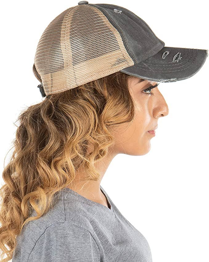 Trucker Hat (Washed Charcoal/Beige Mesh)