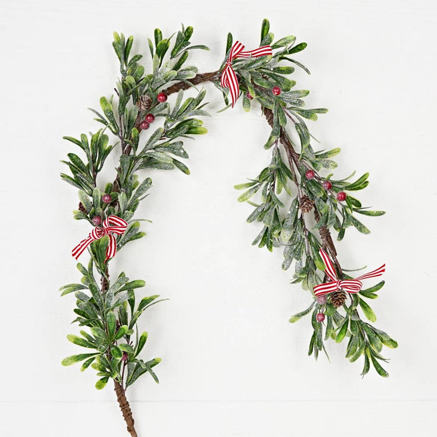 4ft Garland- Frosted Mistletoe