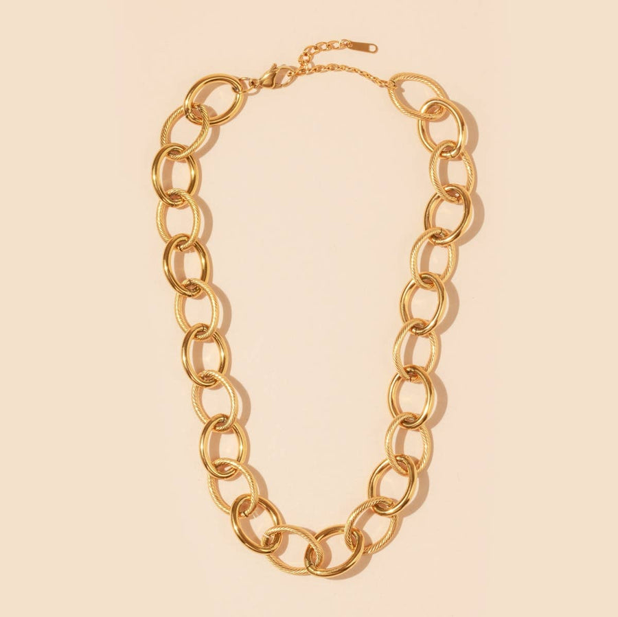 Chain Linked 18K Gold Plated Stainless Steel Short Necklace