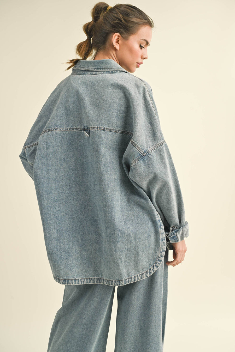 “Jen” Washed Denim Snap Jacket