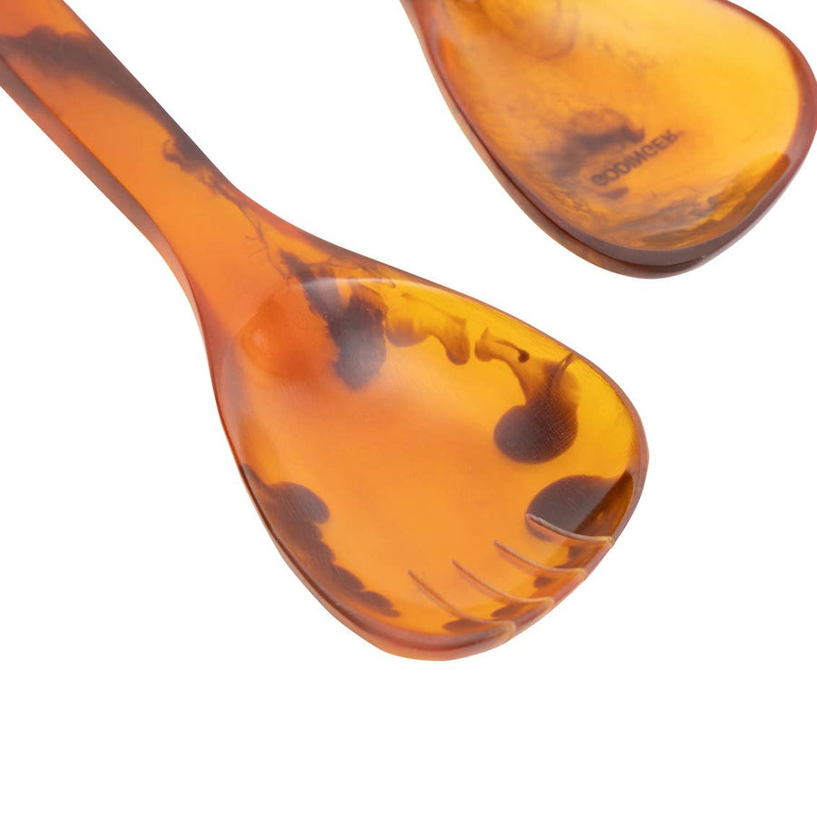 Lucente Tortoise Shell Resin Salad Server Set