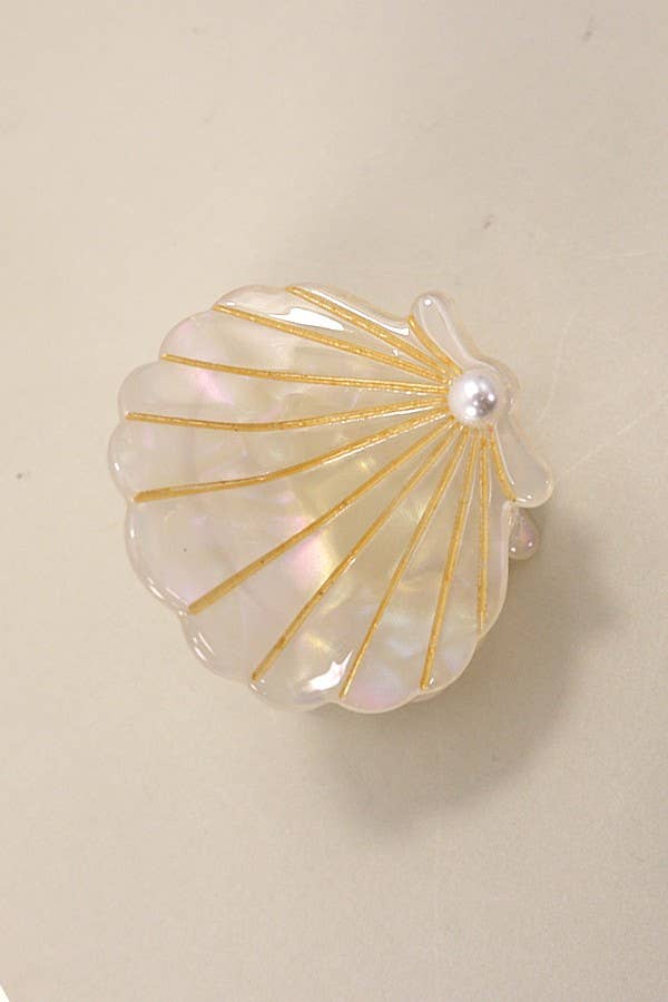 White Seashell Hair Claw Clip