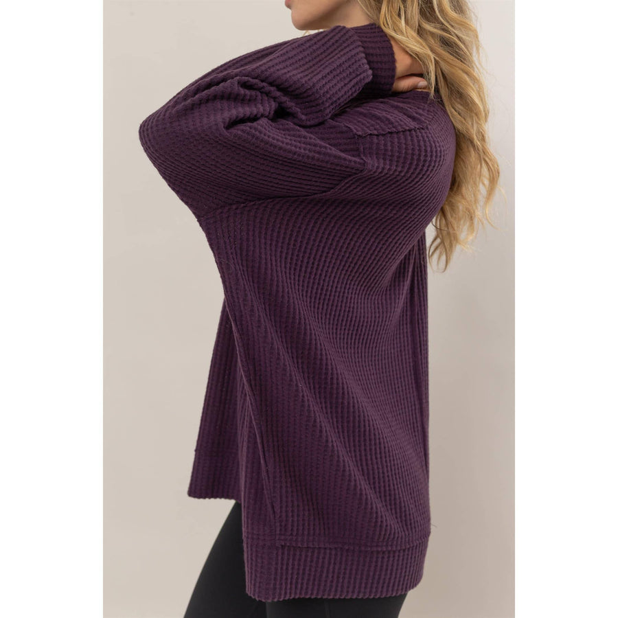 “Annie”-Brushed Waffle Notch Neck Top