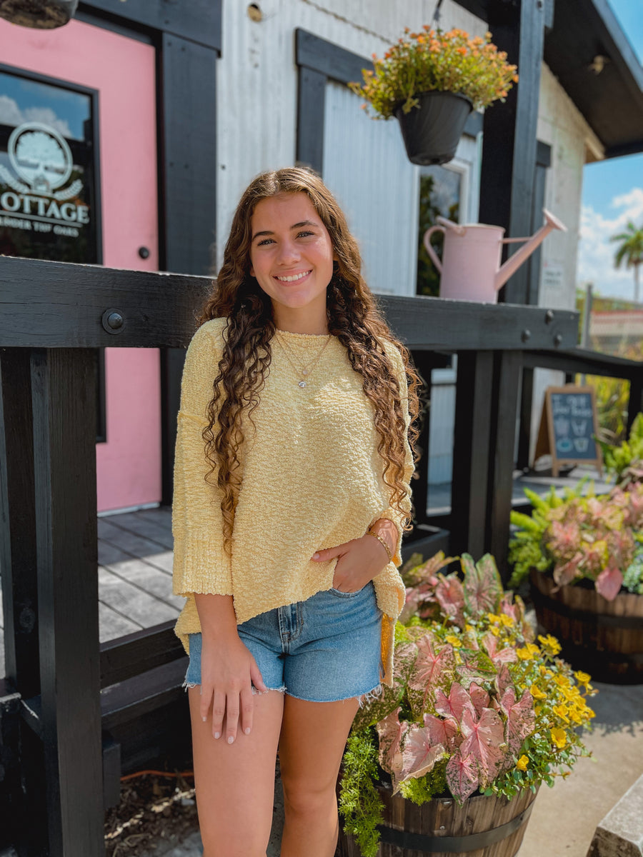 “Mandi” Yellow Pullover Knit Top