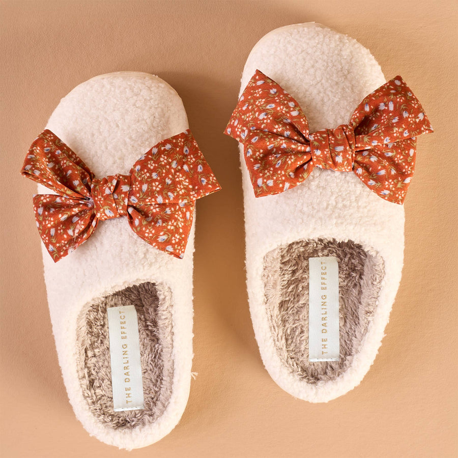 Fuzzy Slippers with Bow