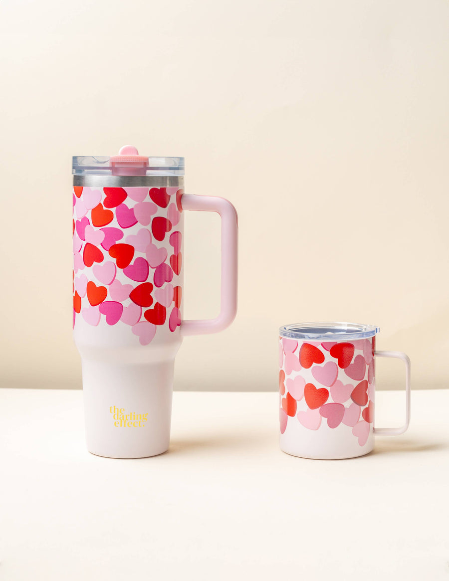 14 oz Insulated Mug-Blushing Hearts