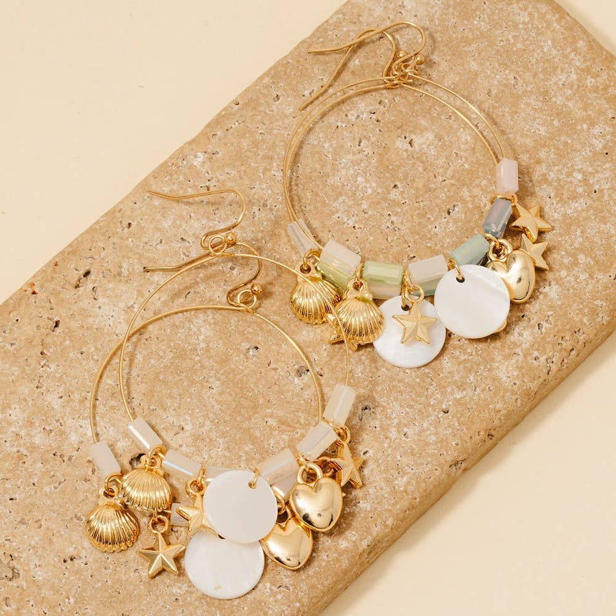 Sea Life Charm Hoop Dangle Earrings