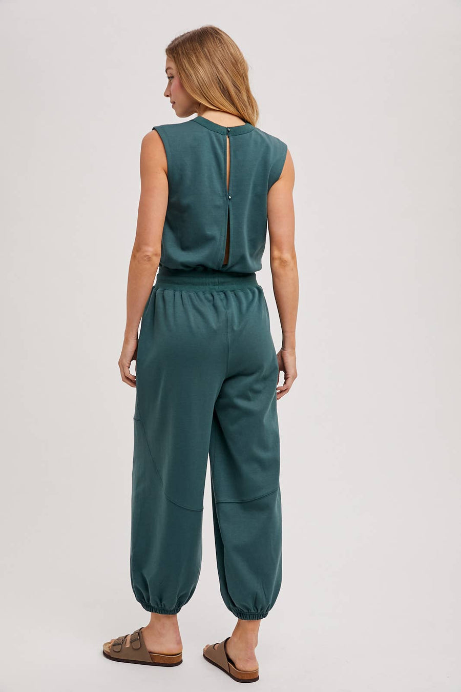 “Jessi” Drawstring Waist Knit Active Jumpsuit