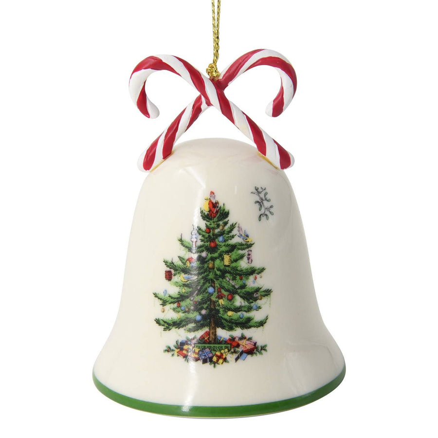 Spode Christmas Tree Candy Cane Bell Ornament