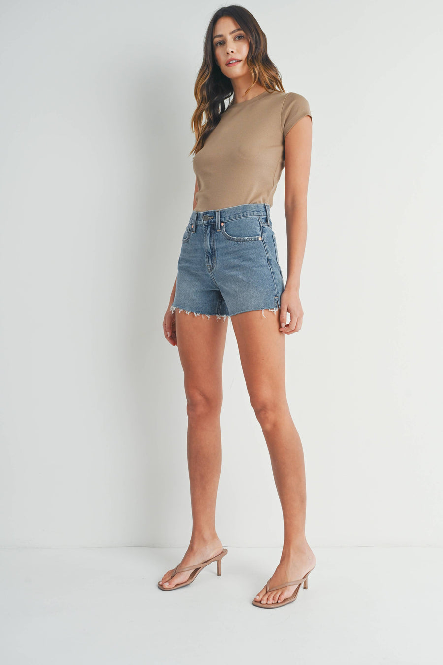 “Dakota” High Rise Frayed Short