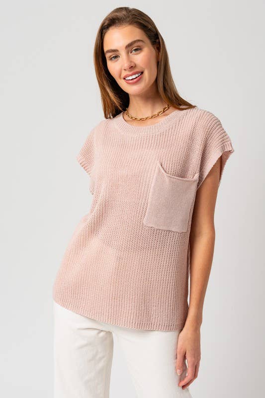 “Bryce” Boxy Front Pouch Pocket Sweater Top