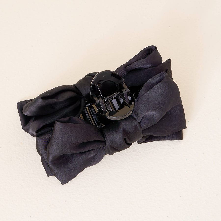 Satin Bow Claw Clip Black