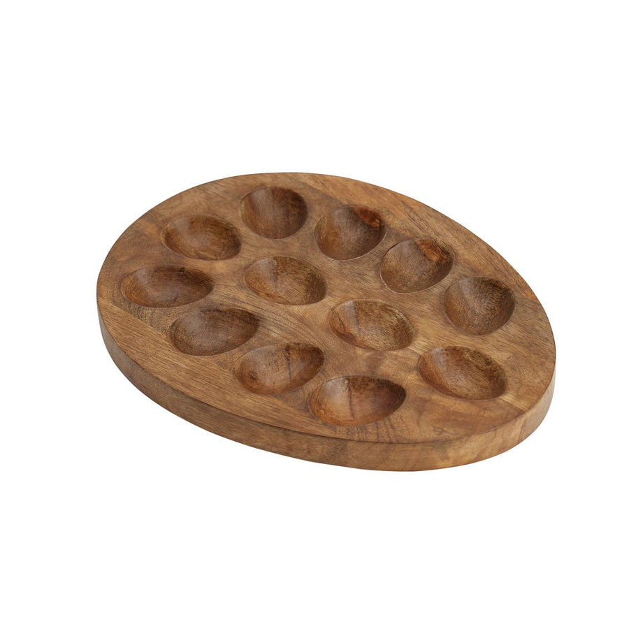 Reversible Oval Wood Egg Tray