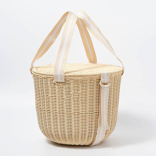 Round Picnic Cooler Basket Le Weekend Natural