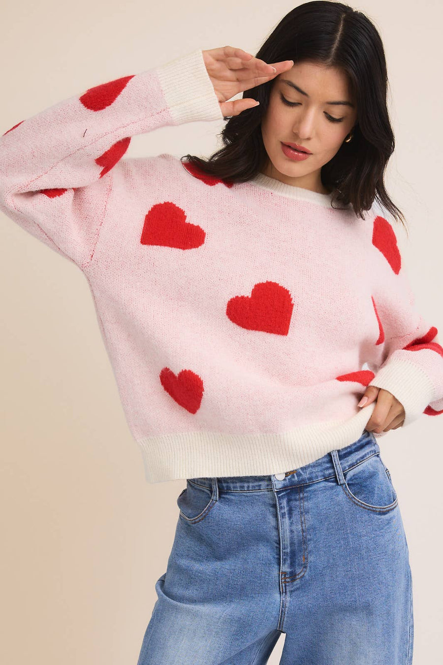 “Paisley” Long Sleeve Heart Sweater