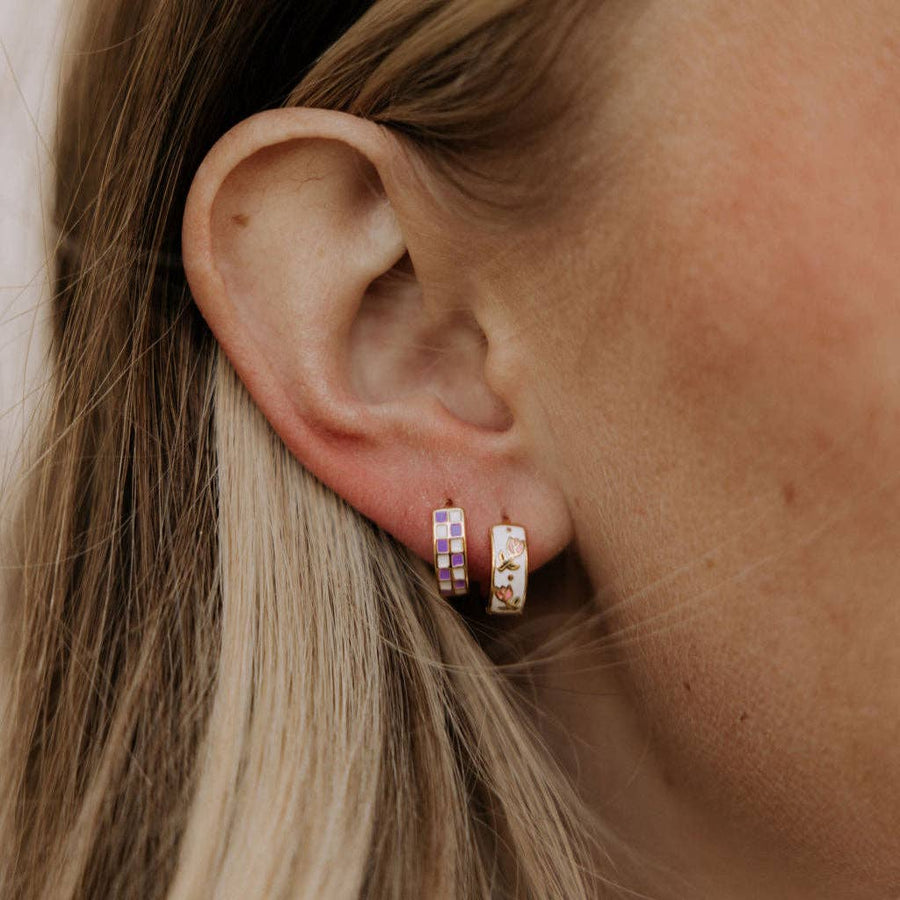 Purple & White Checkered Hoops