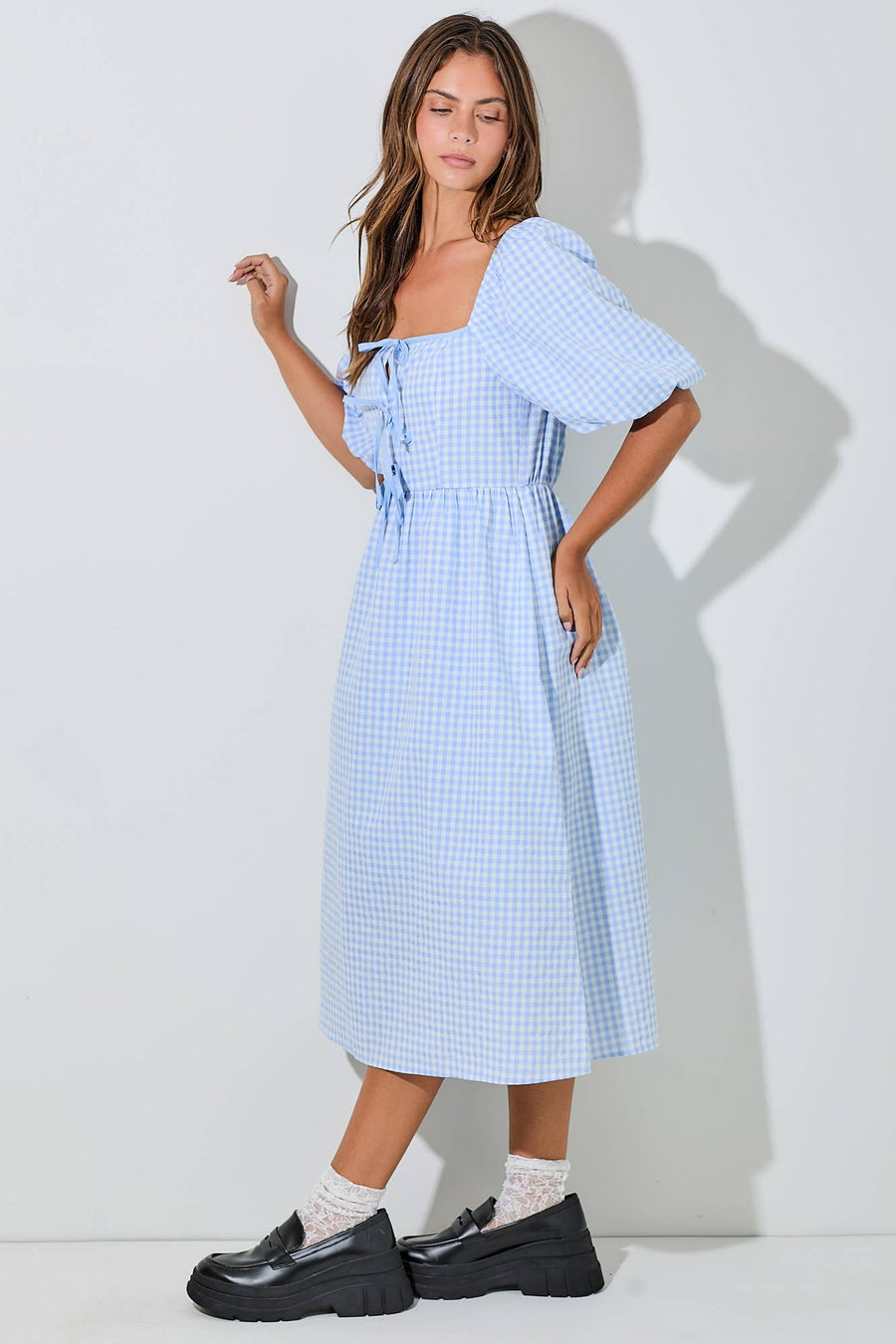 “Darla” Gingham Midi Dress