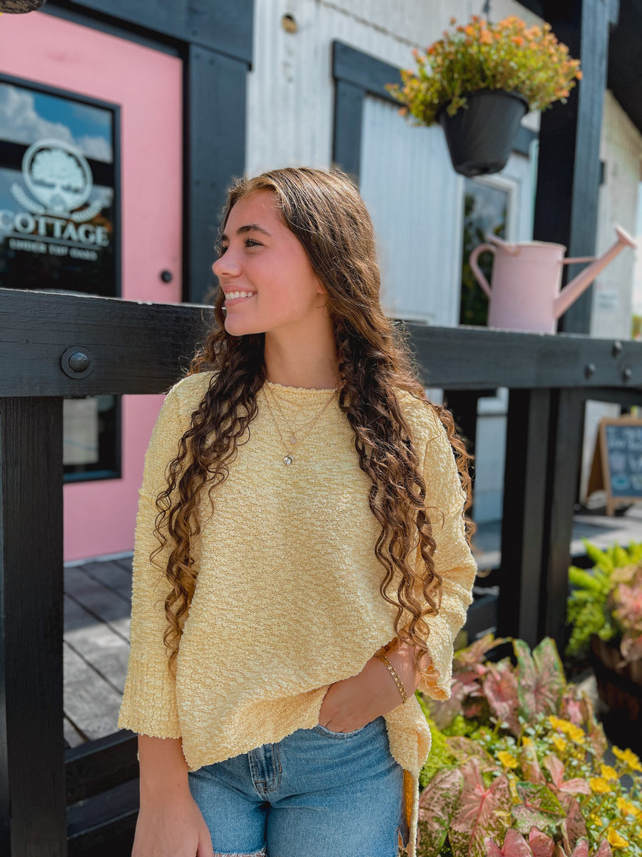 “Mandi” Yellow Pullover Knit Top