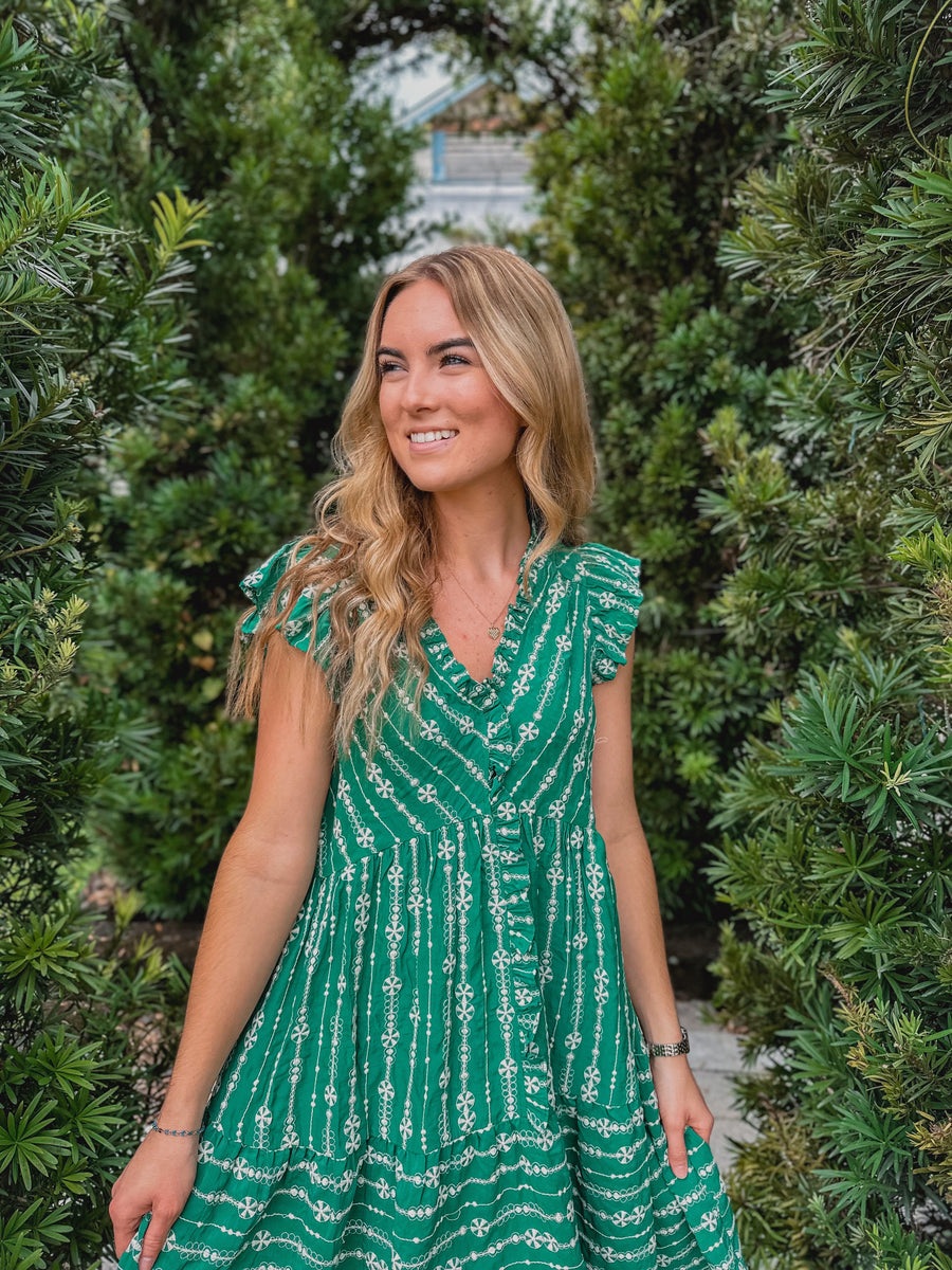 “Kelly” Ditsy Pattern Button Front Dress